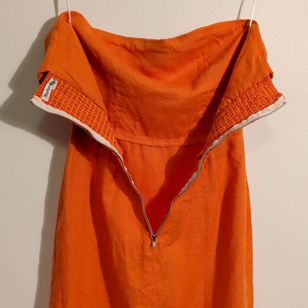 REFORMATION marcella linen strapless dress - size 2 - Picture 11 of 11